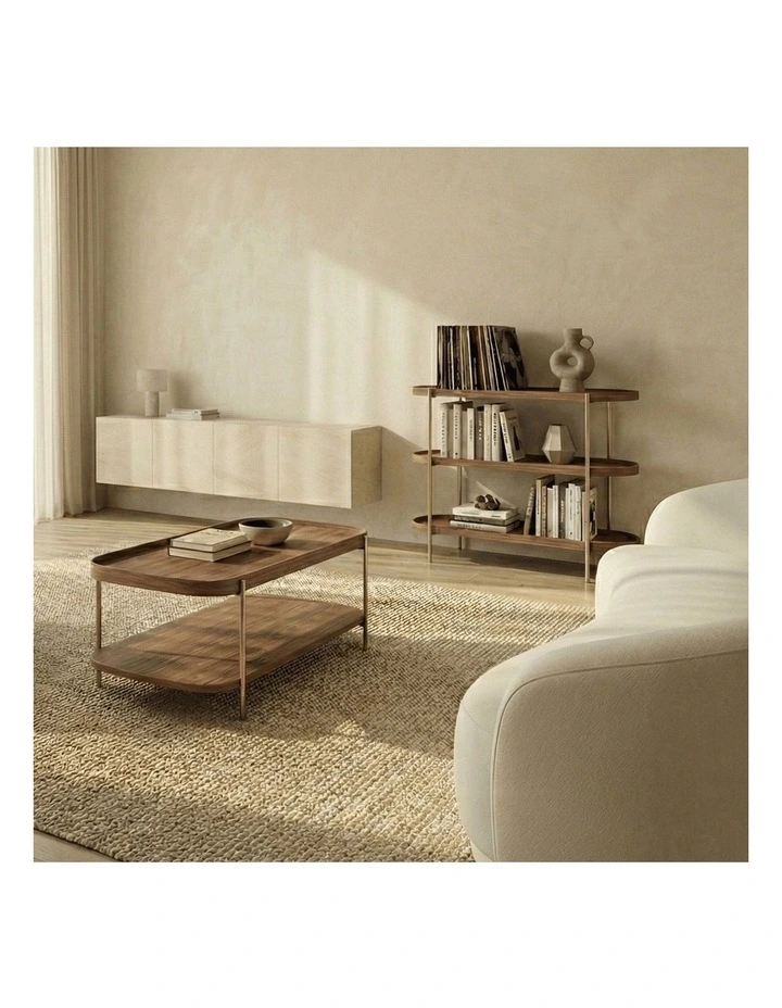 Cleo 120cm Rectangle Coffee Table Walnut & Gold Leg image 5