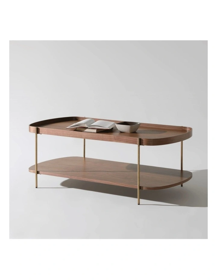 Cleo 120cm Rectangle Coffee Table Walnut & Gold Leg image 6