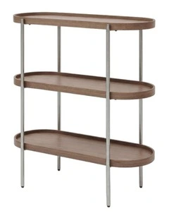 Cleo 3 Tier 90cm x 98cm Bookshelf Walnut & Brushed Stainless Steel