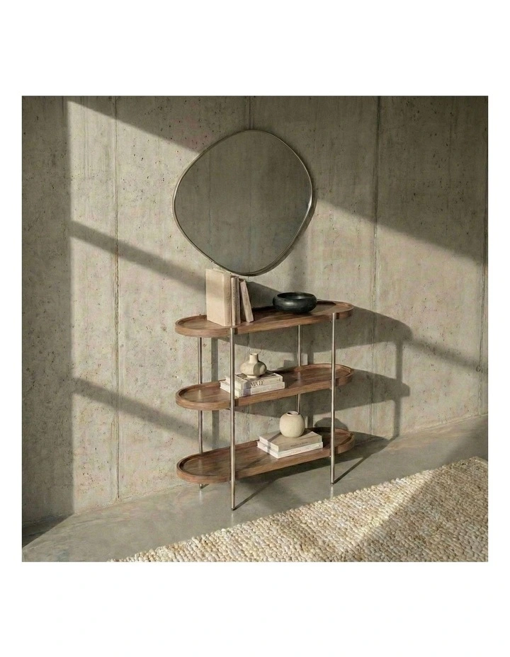 Cleo 3 Tier 90cm x 98cm Bookshelf Walnut & Brushed Stainless Steel image 4