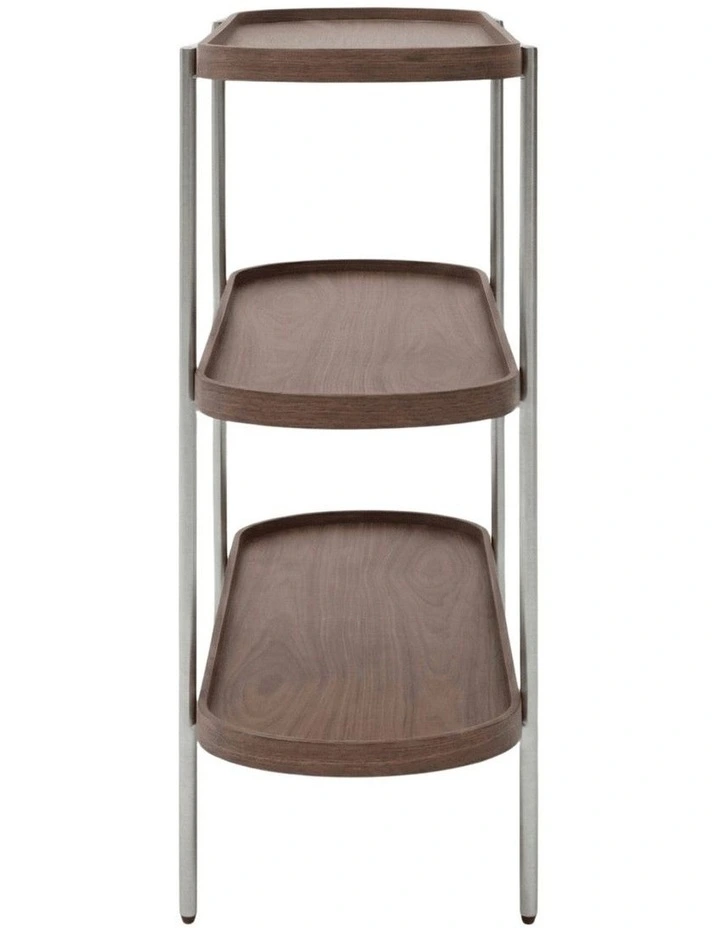 Cleo 3 Tier 90cm x 98cm Bookshelf Walnut & Brushed Stainless Steel image 6