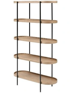 Cleo 5 Tier 165cm x 100cm Bookshelf Natural Ash & Black