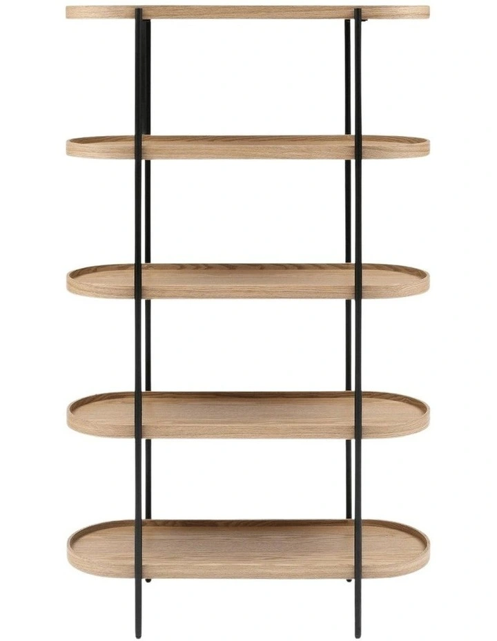 Cleo 5 Tier 165cm x 100cm Bookshelf Natural Ash & Black image 3