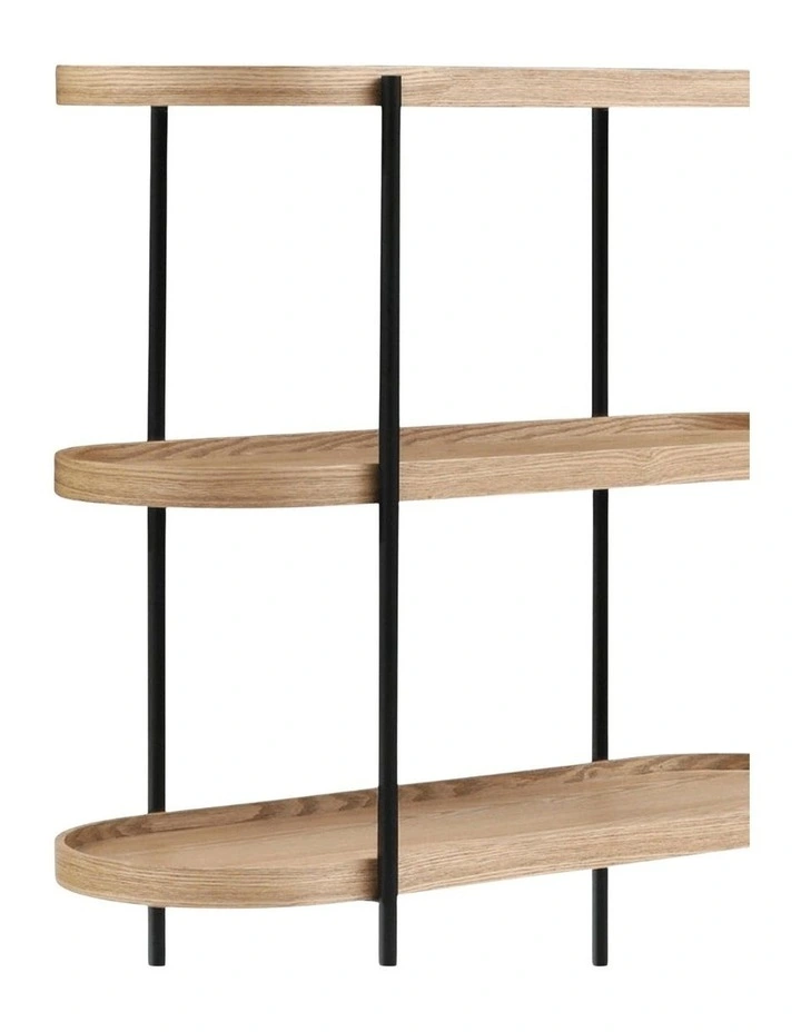 Cleo 5 Tier 165cm x 100cm Bookshelf Natural Ash & Black image 4