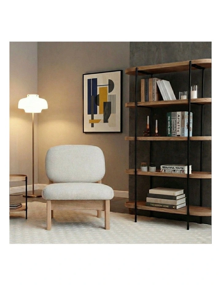 Cleo 5 Tier 165cm x 100cm Bookshelf Natural Ash & Black image 5