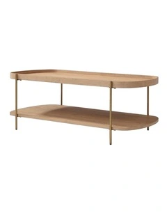 Cleo 120cm Rectangle Coffee Table Natural Ash & Gold Leg