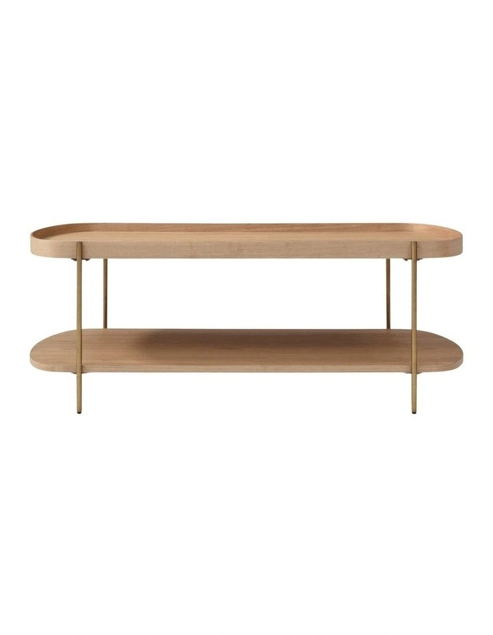 Cleo 120cm Rectangle Coffee Table Natural Ash & Gold Leg image 2