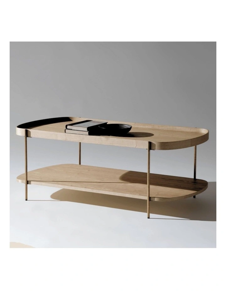 Cleo 120cm Rectangle Coffee Table Natural Ash & Gold Leg image 4