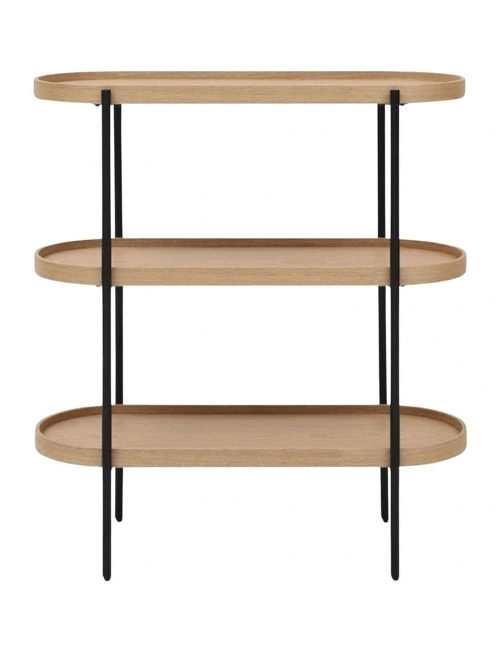Cleo 3 Tier 90cm x 98cm Bookshelf Natural Ash & Black image 2