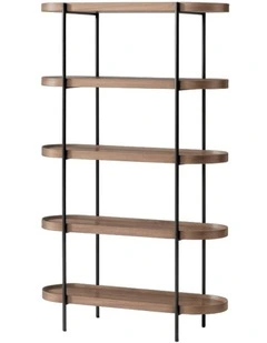 Cleo 5 Tier 165cm x 100cm Bookshelf Walnut & Black