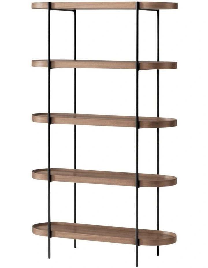 Cleo 5 Tier 165cm x 100cm Bookshelf Walnut & Black image 2