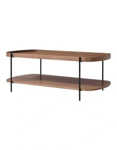 Cleo 120cm Rectangle Coffee Table Walnut & Black Leg