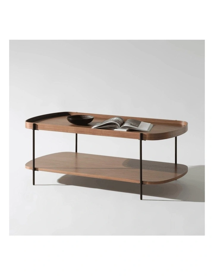 Cleo 120cm Rectangle Coffee Table Walnut & Black Leg image 6