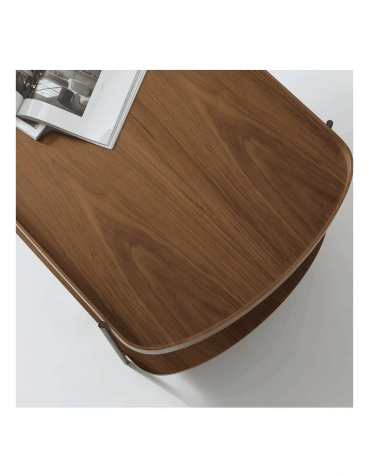 Cleo 120cm Rectangle Coffee Table Walnut & Black Leg image 7