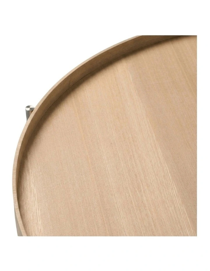 Cleo 90cm Round Coffee Table Natural Ash & Brushed Stainless Steel Legs image 3
