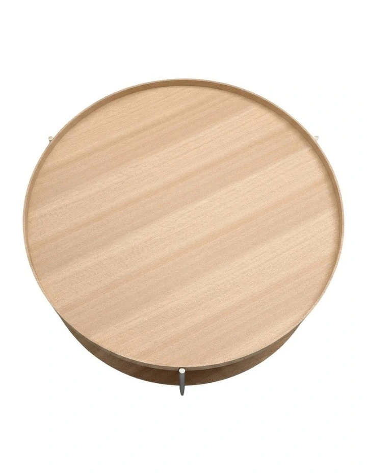 Cleo 90cm Round Coffee Table Natural Ash & Brushed Stainless Steel Legs image 5
