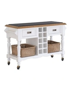Leura Belle Kitchen Island Bench in Brushed with Natural Timber Top