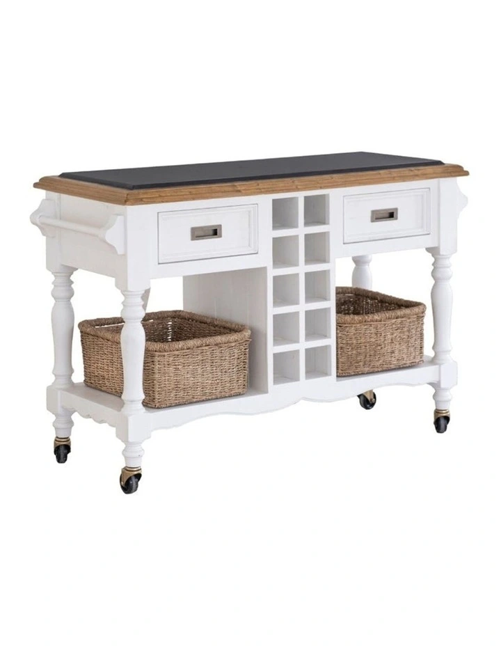 Leura Belle Kitchen Island Bench in Brushed with Natural Timber Top image 1