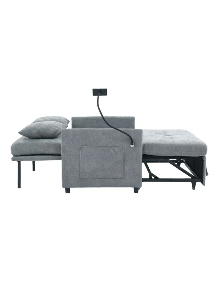 Chenille Sleeper Loveseat with Phone Holder, 3 in 1 Convertible Sofa Bed with Side Pockets image 7