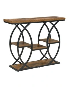 100CM Console Table, Industrial 4-Tier Sofa Table Entryway Table with Storage Shelves