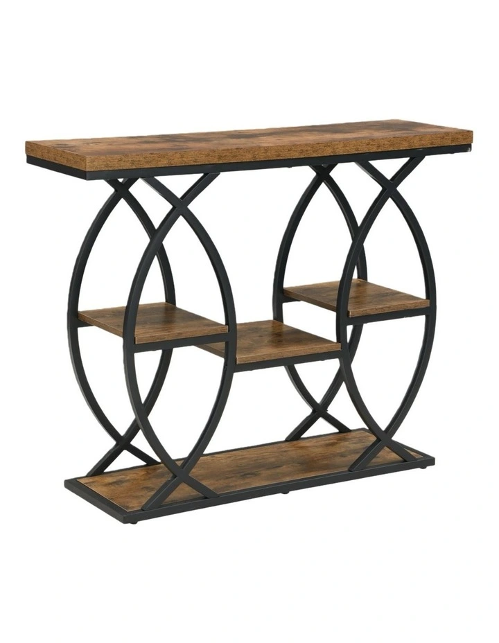 100CM Console Table, Industrial 4-Tier Sofa Table Entryway Table with Storage Shelves image 1