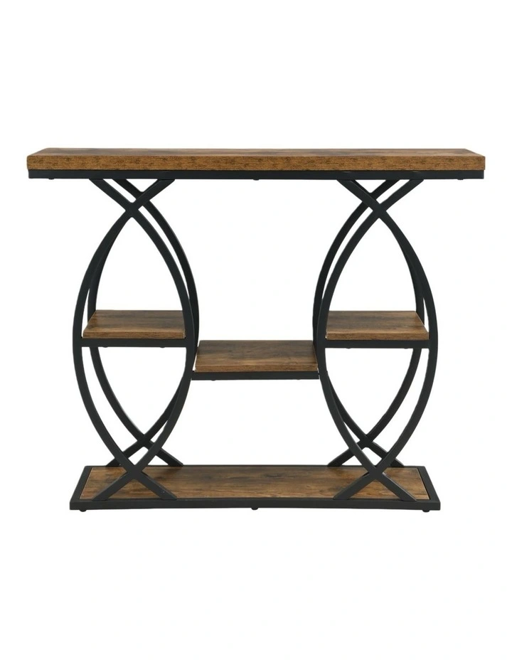 100CM Console Table, Industrial 4-Tier Sofa Table Entryway Table with Storage Shelves image 5