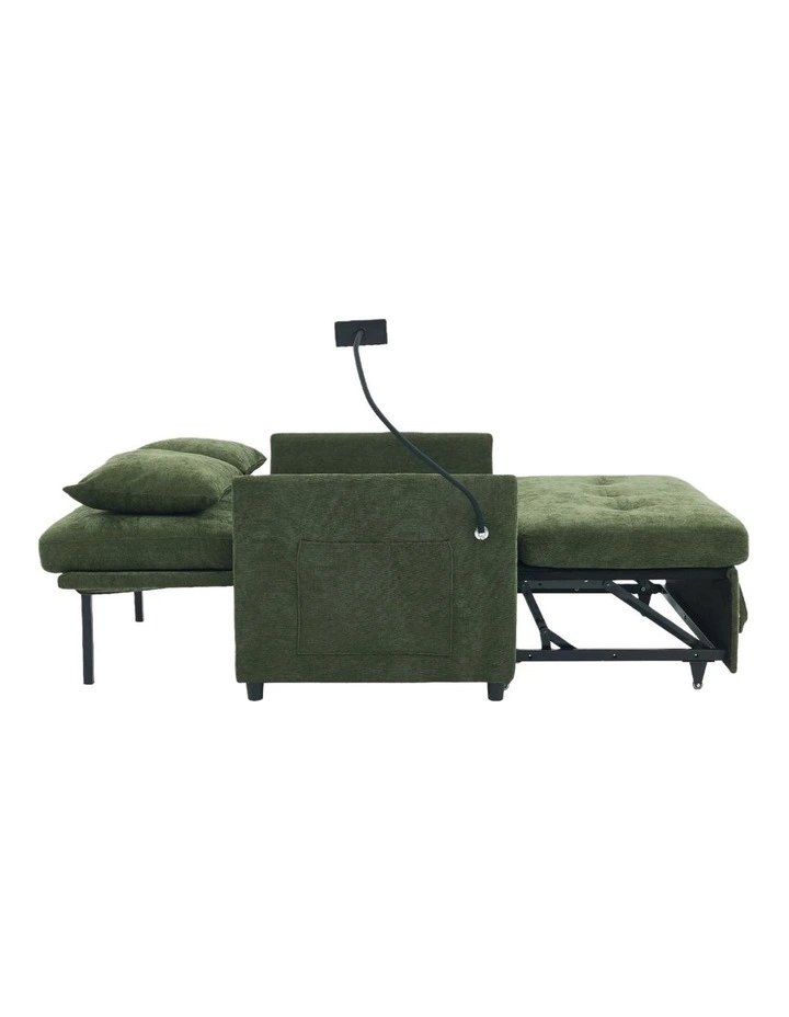 Chenille Sleeper Loveseat with Phone Holder, 3 in 1 Convertible Sofa Bed with Side Pockets image 6