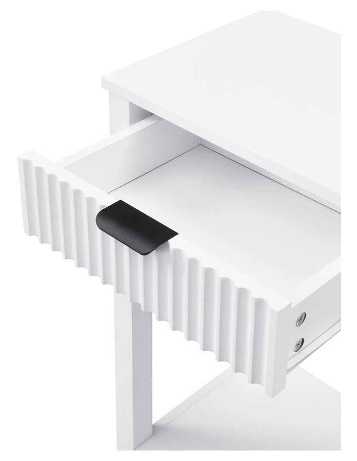 Fluted Console Table with 3 Wooden Drawers, Modern 120cm Entryway Table with Storage Shelf image 7
