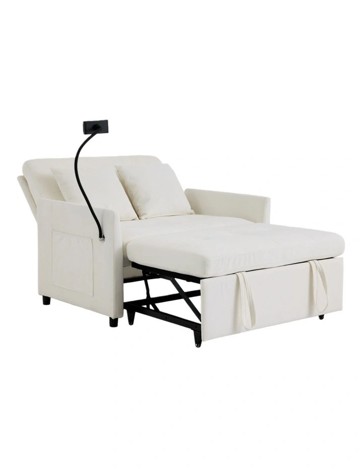 Chenille Sleeper Loveseat with Phone Holder, 3 in 1 Convertible Sofa Bed with Side Pockets image 1