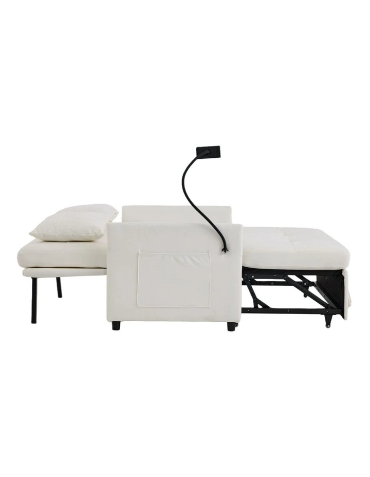 Chenille Sleeper Loveseat with Phone Holder, 3 in 1 Convertible Sofa Bed with Side Pockets image 5