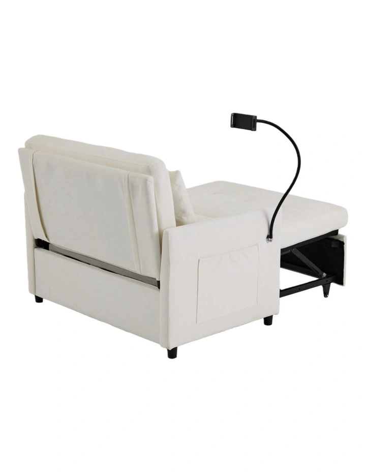Chenille Sleeper Loveseat with Phone Holder, 3 in 1 Convertible Sofa Bed with Side Pockets image 6