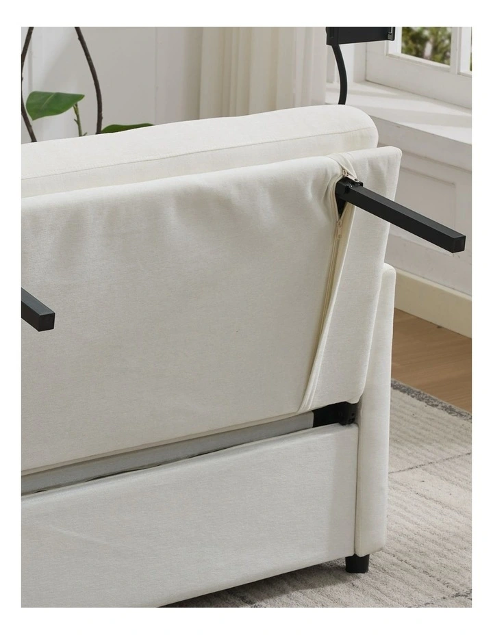 Chenille Sleeper Loveseat with Phone Holder, 3 in 1 Convertible Sofa Bed with Side Pockets image 7