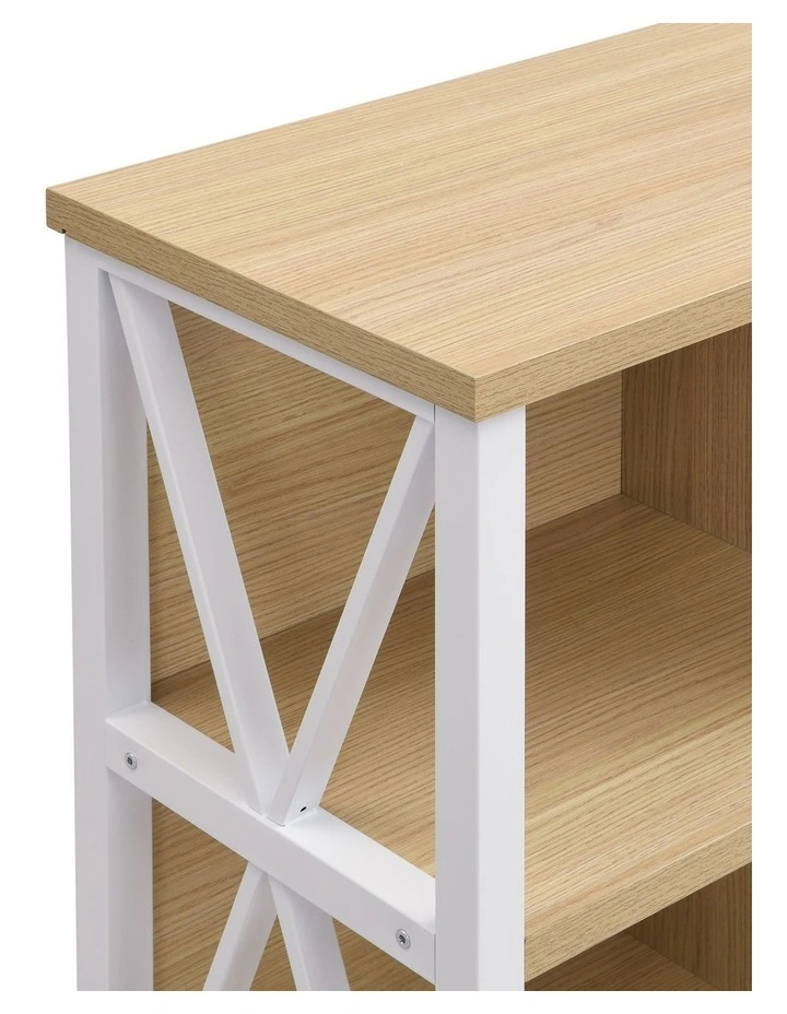 6 Cube Storage Organizer with Shelf, Long Wood and Metal Cubby Bookcase and Consle Table image 6