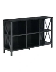6 Cube Storage Organizer with Shelf, Long Wood and Metal Cubby Bookcase and Consle Table