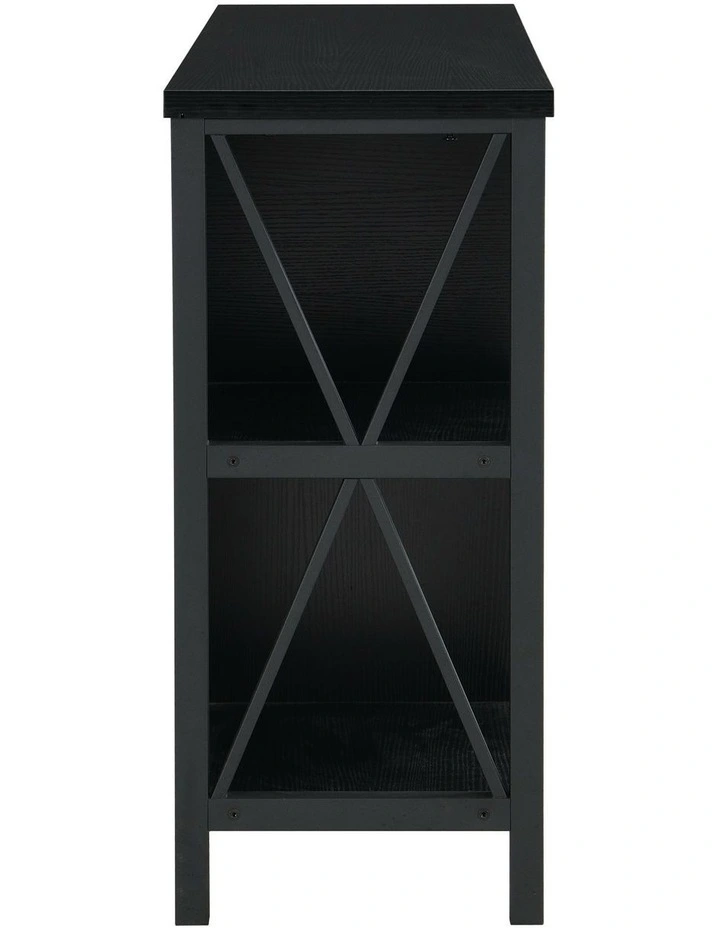 6 Cube Storage Organizer with Shelf, Long Wood and Metal Cubby Bookcase and Consle Table image 5