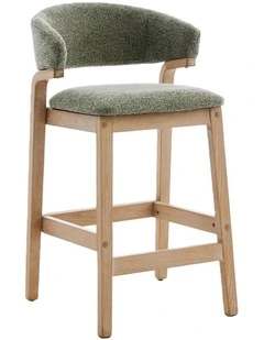 Counter Height Wooden Bar Stools Set of 2, Fabric Upholstered Kitchen Island Stools, Green