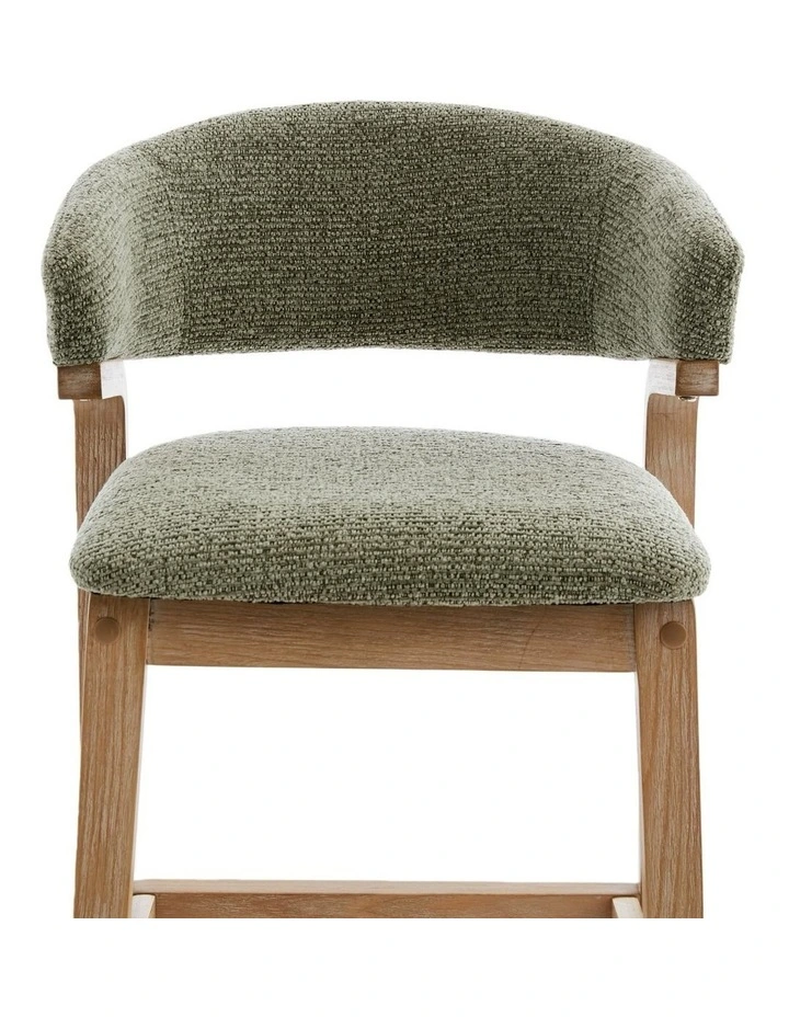 Counter Height Wooden Bar Stools Set of 2, Fabric Upholstered Kitchen Island Stools, Green image 6