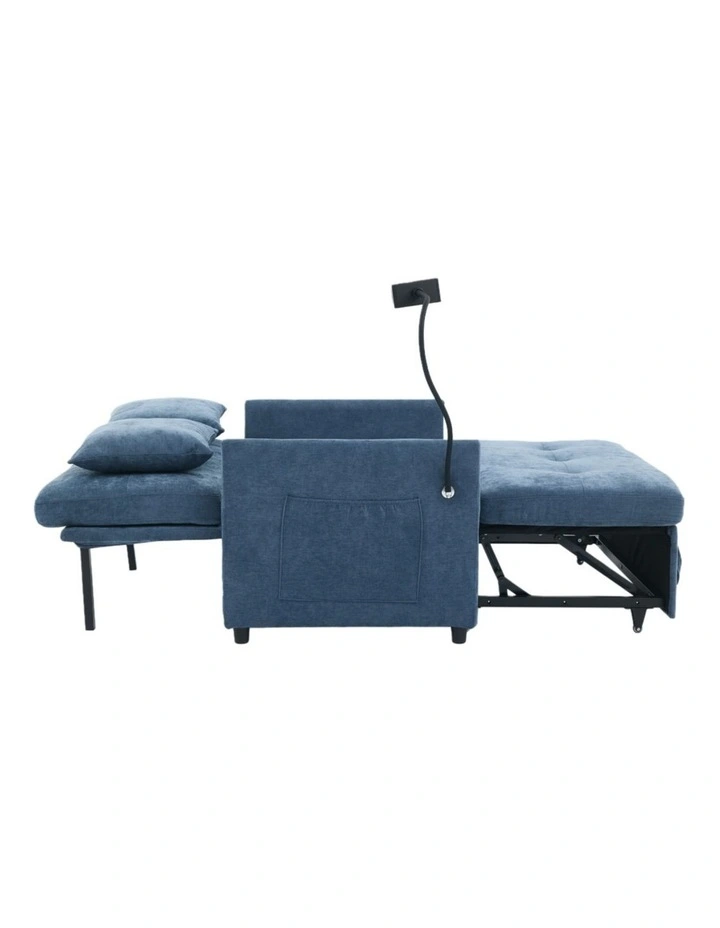 Chenille Sleeper Loveseat with Phone Holder, 3 in 1 Convertible Sofa Bed with Side Pockets image 6