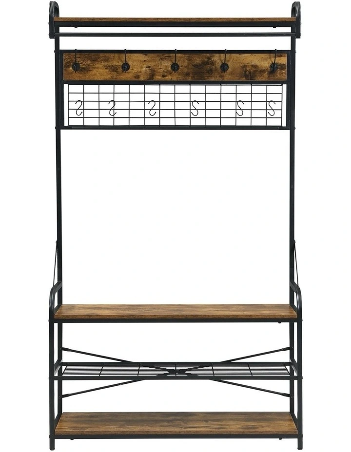Homfurn 5-in-1 Entryway Hall Tree With Shoe Bench, Rustic Brown image 3