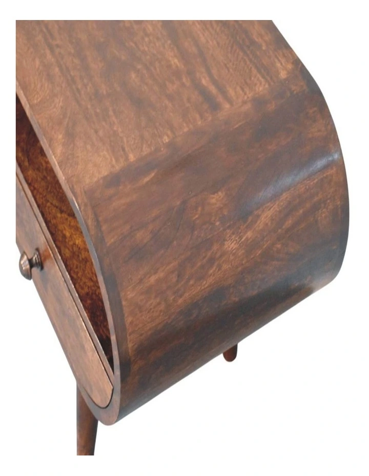 Artisan Furniture Solid Wood Walnut Curved Two Drawer Media Unit, 1 Open Slot. Brown image 4