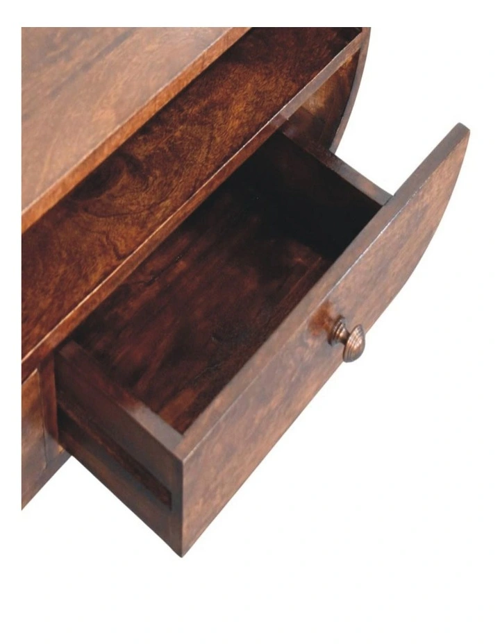 Artisan Furniture Solid Wood Walnut Curved Two Drawer Media Unit, 1 Open Slot. Brown image 5