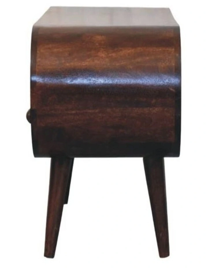Artisan Furniture Solid Wood Walnut Curved Two Drawer Media Unit, 1 Open Slot. Brown image 6