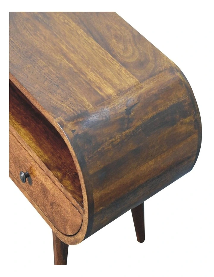 Artisan Furniture Solid Wood Chestnut Circular TV Stand, 2 Drawers & 1 Open Slot, Brown image 4