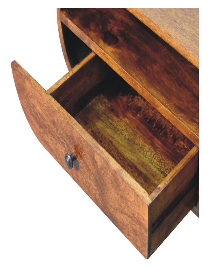 Artisan Furniture Solid Wood Chestnut Circular TV Stand, 2 Drawers & 1 Open Slot, Brown image 5