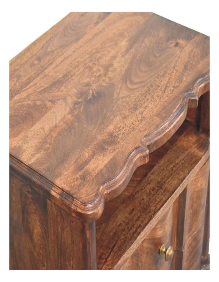 Artisan Furniture Solid Wood 2-Drawer Bedside with Open Shelf, Brown image 4