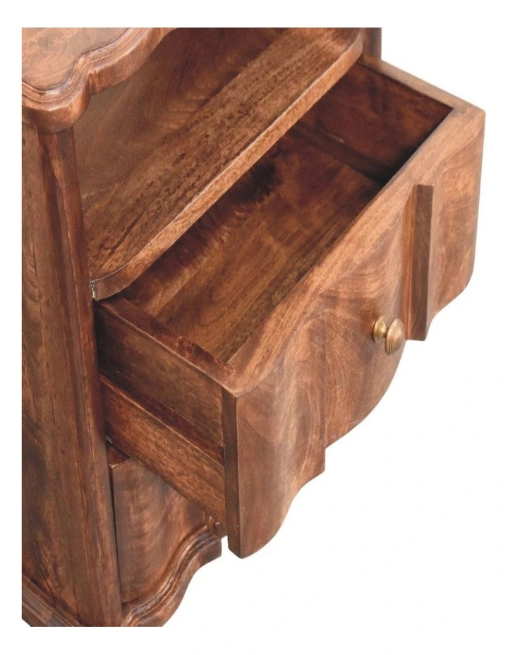 Artisan Furniture Solid Wood 2-Drawer Bedside with Open Shelf, Brown image 5
