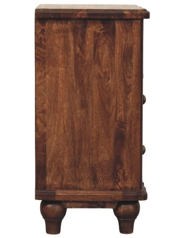 Artisan Furniture Solid Wood 2-Drawer Bedside with Open Shelf, Brown image 6