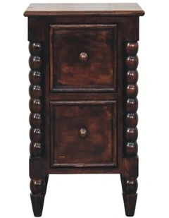 Artisan Furniture Solid Wood Spindle Duo Bedside, 2 Drawers, Brown
