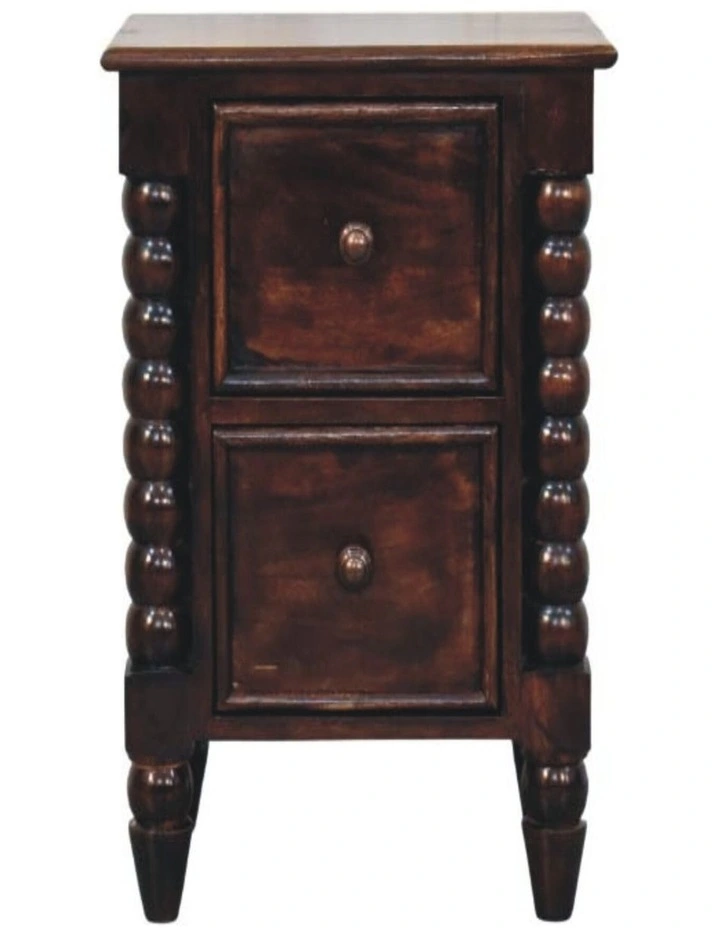 Artisan Furniture Solid Wood Spindle Duo Bedside, 2 Drawers, Brown image 1