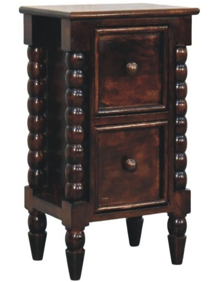 Artisan Furniture Solid Wood Spindle Duo Bedside, 2 Drawers, Brown image 3